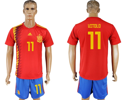 Spain #11 Vitolo Home Soccer Country Jersey - Click Image to Close